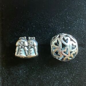 Chamilia Sterling Silver 925 – Sister Charm & Open Heart Charm – Fits Pandora